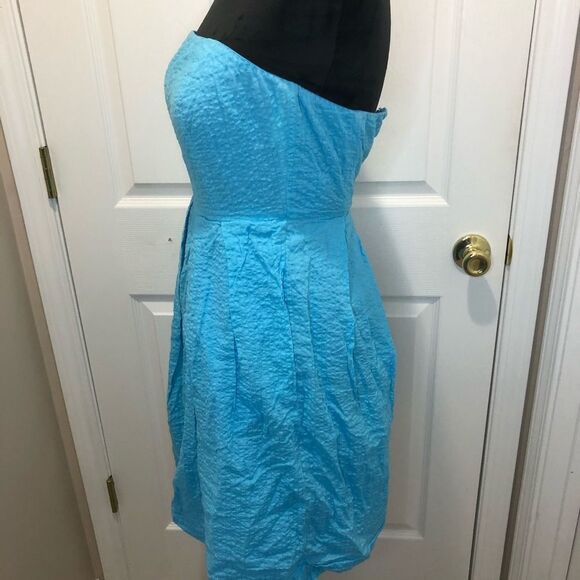 J  Crew blue strapless midi dress with pockets - Picture 6 of 8